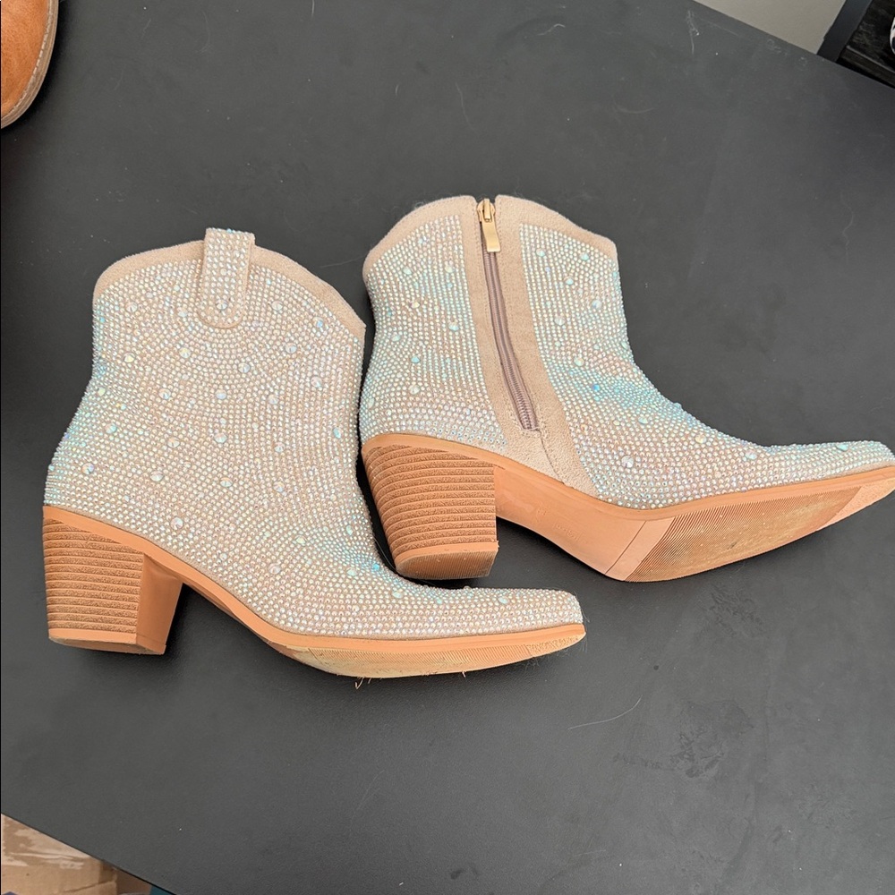 Ankle Boots with Rhinestones